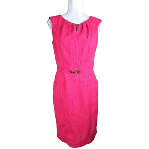 Ellen Tracy ~Woman Size 4~ Reach Pink Sleeveless Shift Lined Dress Pockets NEW.